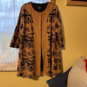 Stylish Brown and Black Patterned swing Coat